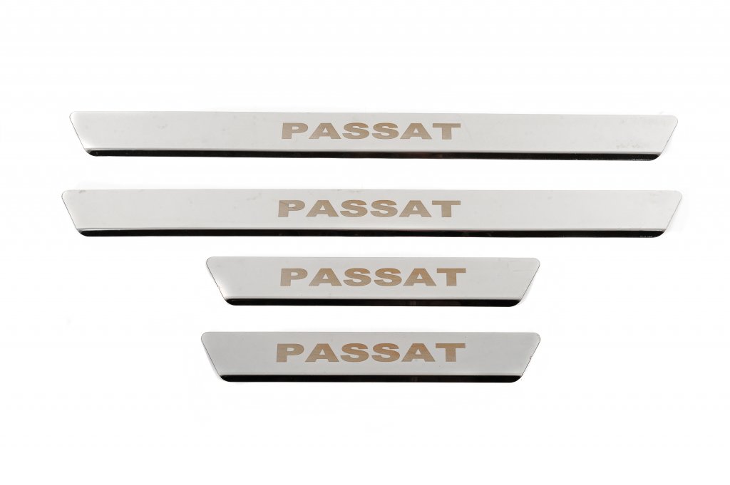 Carmos V1 Stainless Steel Door Sill Protectors (4 pcs) for Volkswagen Passat B8 2015-2023 - image 1