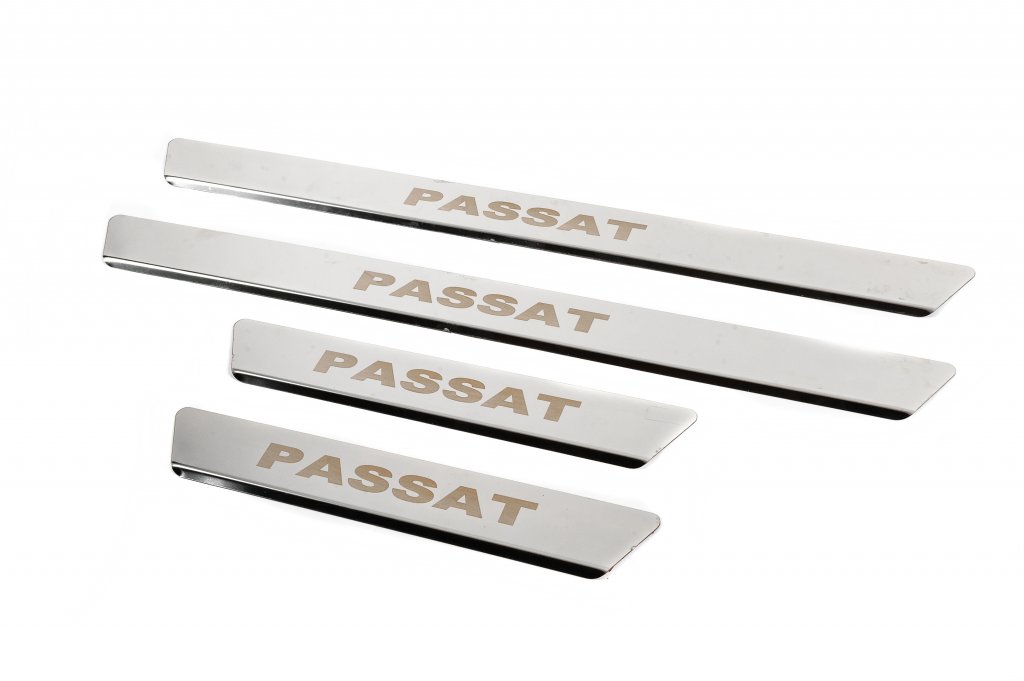 Carmos V1 Stainless Steel Door Sill Protectors (4 pcs) for Volkswagen Passat B8 2015-2023 - image 2