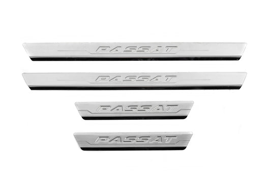 Door Sill Protectors Carmos V3 (4 pcs, Stainless Steel) for Volkswagen Passat B6 2006-2012 - image 1