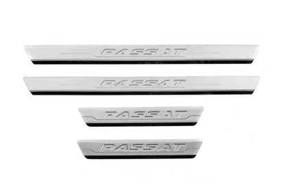 Door Sill Protectors Carmos V3 (4 pcs, Stainless Steel) for Volkswagen Passat B8 2015-2023 - image 1
