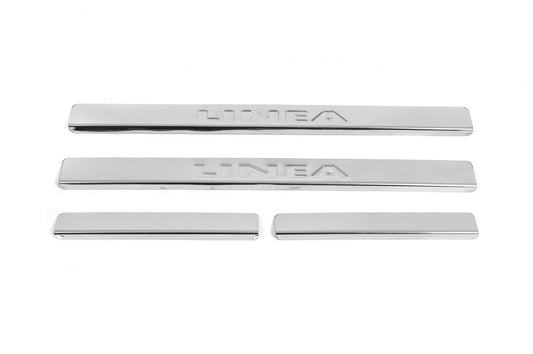 Stainless Steel Door Sill Protectors Carmos V2 (4 pcs) for Fiat Linea 2006-2018 - image 2