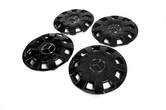 Black ABS R16 hubcaps (1-wheel, 4 pcs) for Mercedes Sprinter W906 2006-2018 - Reelken Auto