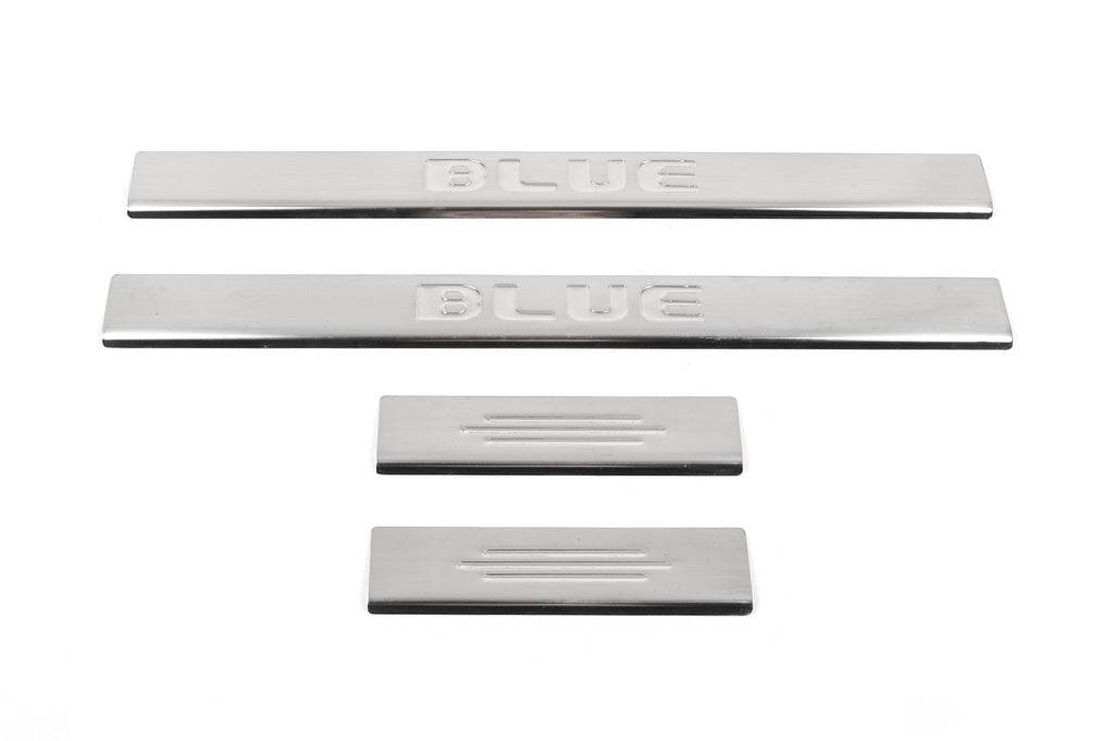 Door sills Carmos BLUE V3 (4 pcs, stainless steel) for Hyundai Accent 2011-2017 - Reelken Auto
