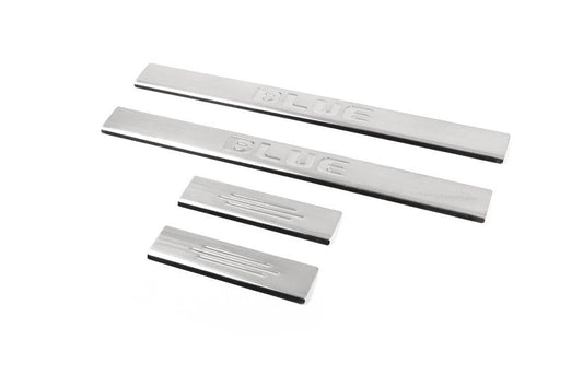 Door sills Carmos BLUE V3 (4 pcs, stainless steel) for Hyundai Accent 2011-2017 - Reelken Auto