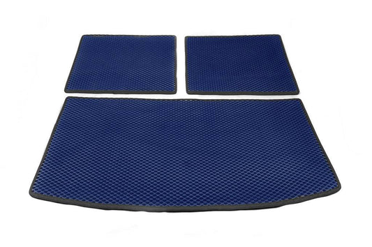 Trunk mat 3 parts (EVA, blue) (7 places) for Audi Q7 2005-2015 - Reelken Auto