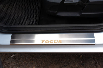 Stainless Steel Door Sill Protectors (Carmos, 4 pcs) for Ford Focus II 2005-2008 - image 2