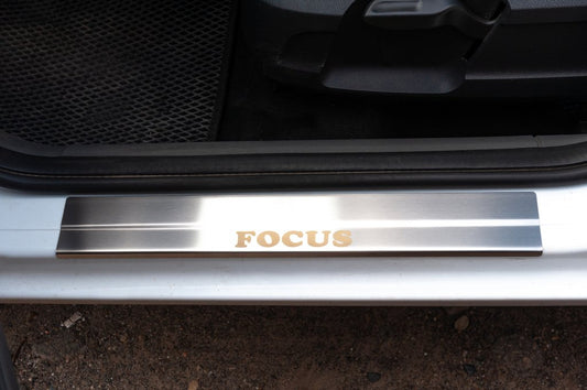 Stainless Steel Door Sill Protectors (Carmos, 4 pcs) for Ford Focus II 2005-2008 - image 2