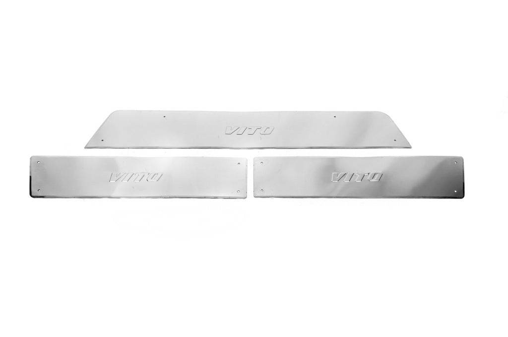 Linings on the inner thresholds of Carmos (3 pcs., stainless steel) for Mercedes Vito / V-class W447 2014↗ year - Reelken Auto