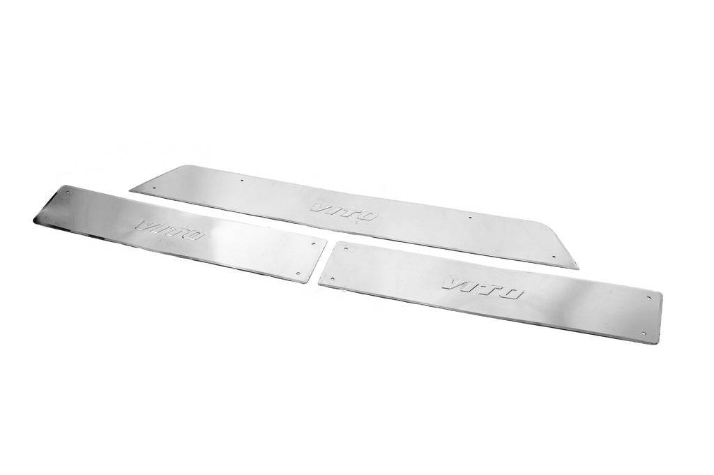 Linings on the inner thresholds of Carmos (3 pcs., stainless steel) for Mercedes Vito / V-class W447 2014↗ year - Reelken Auto