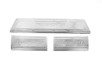 Carmos V3 internal door sill plates (3 pcs., stainless steel) for Volkswagen T5 Transporter 2003-2010 - Reelken Auto