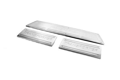 Carmos V3 internal door sill plates (3 pcs., stainless steel) for Volkswagen T5 Transporter 2003-2010 - Reelken Auto