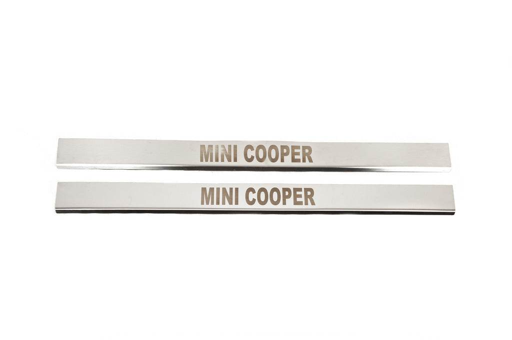 Threshold pads (Carmos, 2 pcs., stainless steel) for Mini Cooper R50/52/53 2000-2006 - Reelken Auto