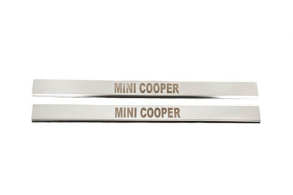Threshold pads (Carmos, 2 pcs., stainless steel) for Mini Cooper R50/52/53 2000-2006 - Reelken Auto
