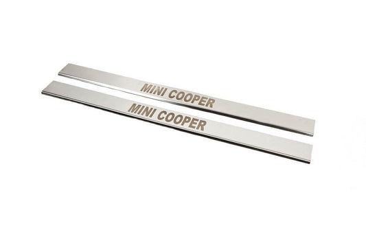 Threshold pads (Carmos, 2 pcs., stainless steel) for Mini Cooper R50/52/53 2000-2006 - Reelken Auto