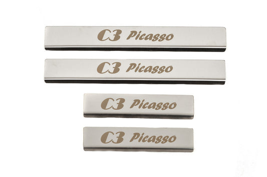 Chrome Door Sill Protectors (Carmos) for Citroen C-3 Picasso 2010-2017 - image 2