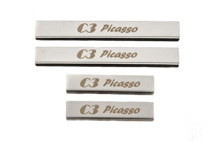 Chrome Door Sill Protectors (Carmos) for Citroen C-3 Picasso 2010-2017 - image 2