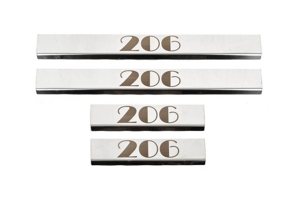 Door sills Carmos (4 pieces, stainless.) for Peugeot 206 - Reelken Auto