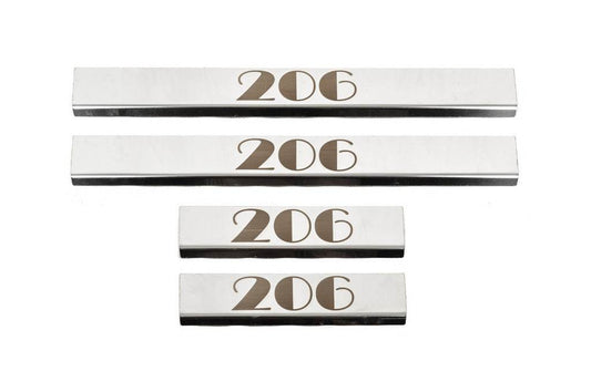 Door sills Carmos (4 pieces, stainless.) for Peugeot 206 - Reelken Auto