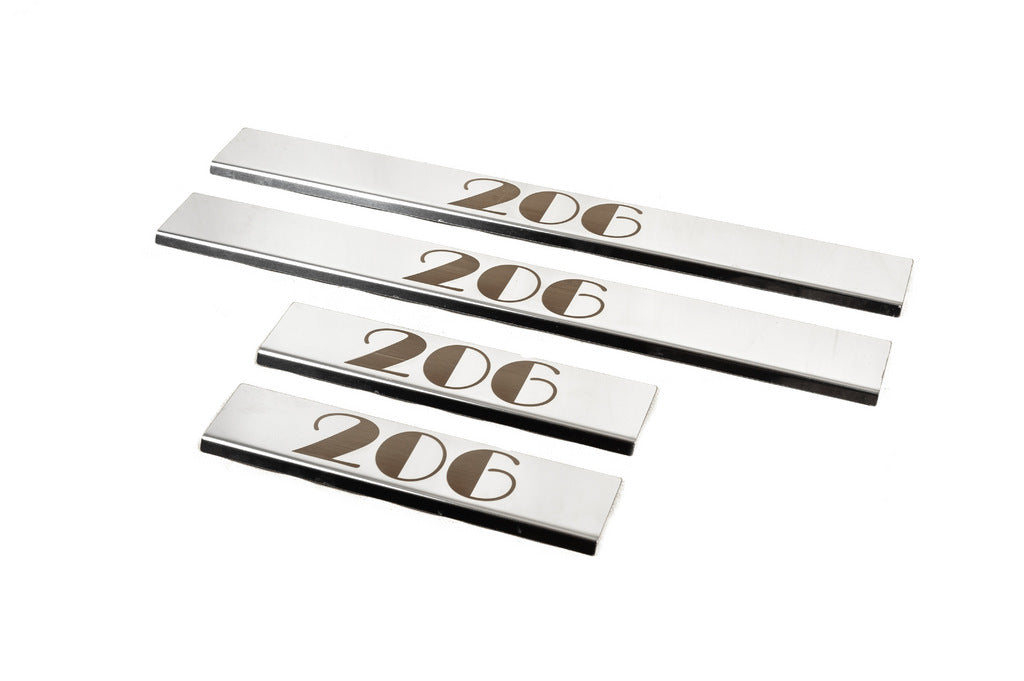 Carmos Door Sill Protectors (4 pcs, Stainless Steel) for Peugeot 206 1998-2024 - image 1