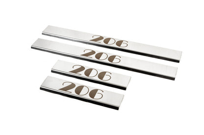 Carmos Door Sill Protectors (4 pcs, Stainless Steel) for Peugeot 206 1998-2024 - image 1