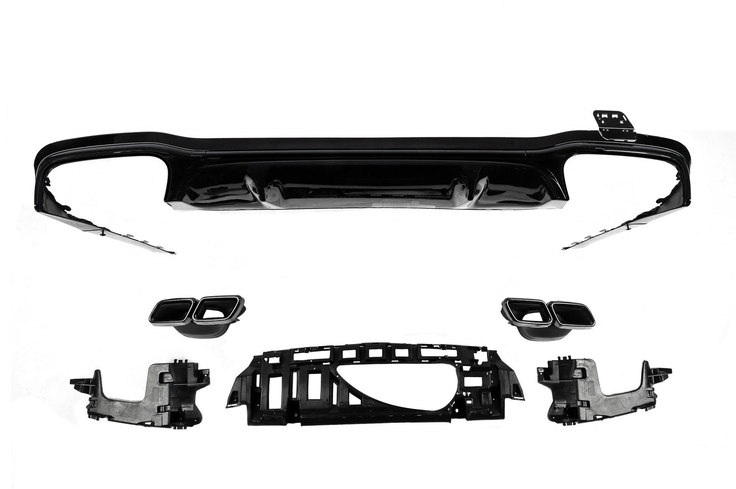 Rear Diffuser with Tips E63-Design Black (for AMG/AMG-Line 2016-2020) for Mercedes E-сlass W213 2016-2023 - image 3