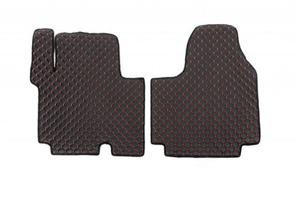 Rugs made of eco-leather EcoRed (2 pcs, 2+1) for Nissan Primastar 2002-2014 - Reelken Auto
