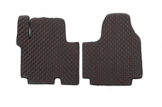 Rugs made of eco-leather EcoRed (2 pcs, 2+1) for Renault Trafic 2001-2015 - Reelken Auto