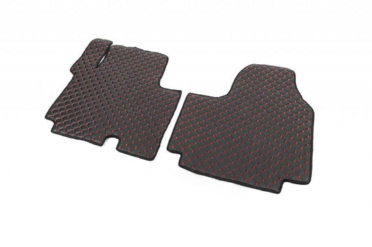 Rugs made of eco-leather EcoRed (2 pcs, 2+1) for Nissan Primastar 2002-2014 - Reelken Auto
