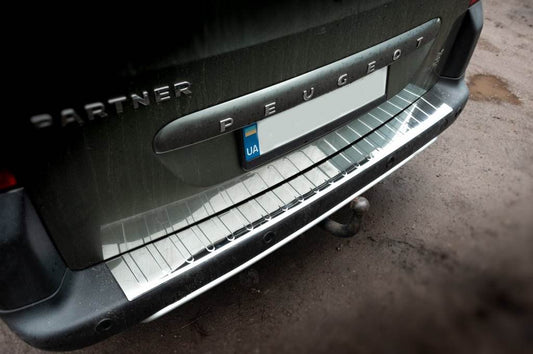 Covers on the rear bumper Carmos V1 (stainless steel) for Citroen Berlingo 2008-2018 - Reelken Auto
