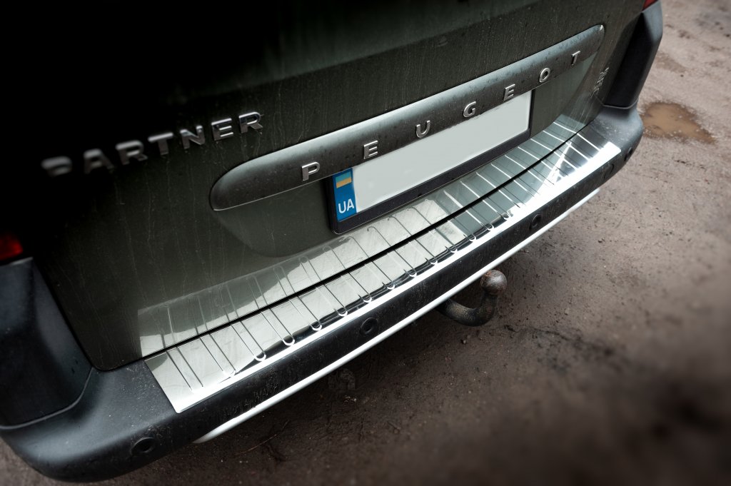 Rear Bumper Protector Carmos V1 Stainless Steel for Peugeot Partner Tepee 2008-2018 - image 3