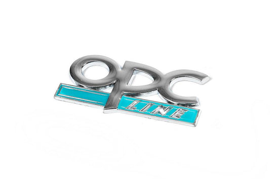 Metal nameplate on the OPC Line trunk (Chrome+blue) for Opel - Reelken Auto