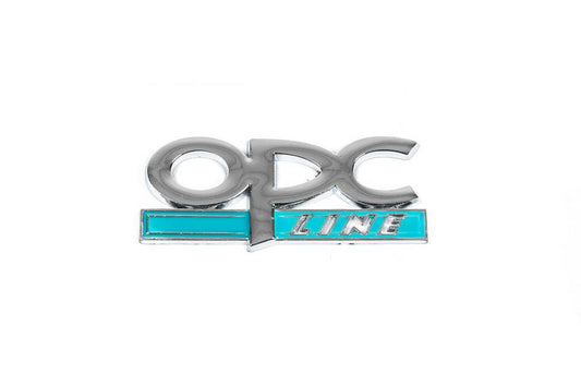 Metal nameplate on the OPC Line trunk (Chrome+blue) for Opel - Reelken Auto