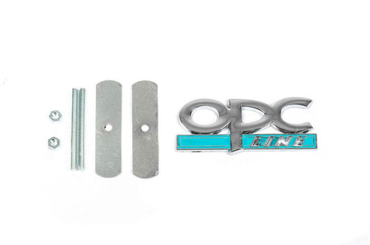 Metal nameplate on the OPC Line grill (Chrome+blue) for Opel - Reelken Auto