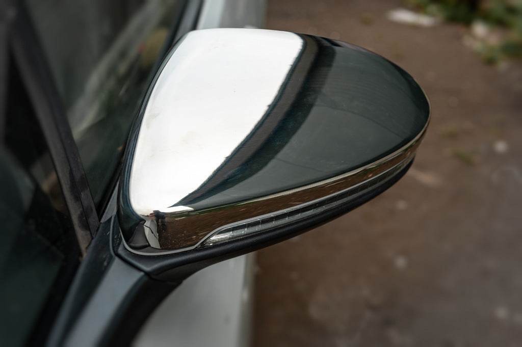 Covers for mirrors (2 pcs, stainless steel) for Volkswagen Golf 7/E-Golf - Reelken Auto