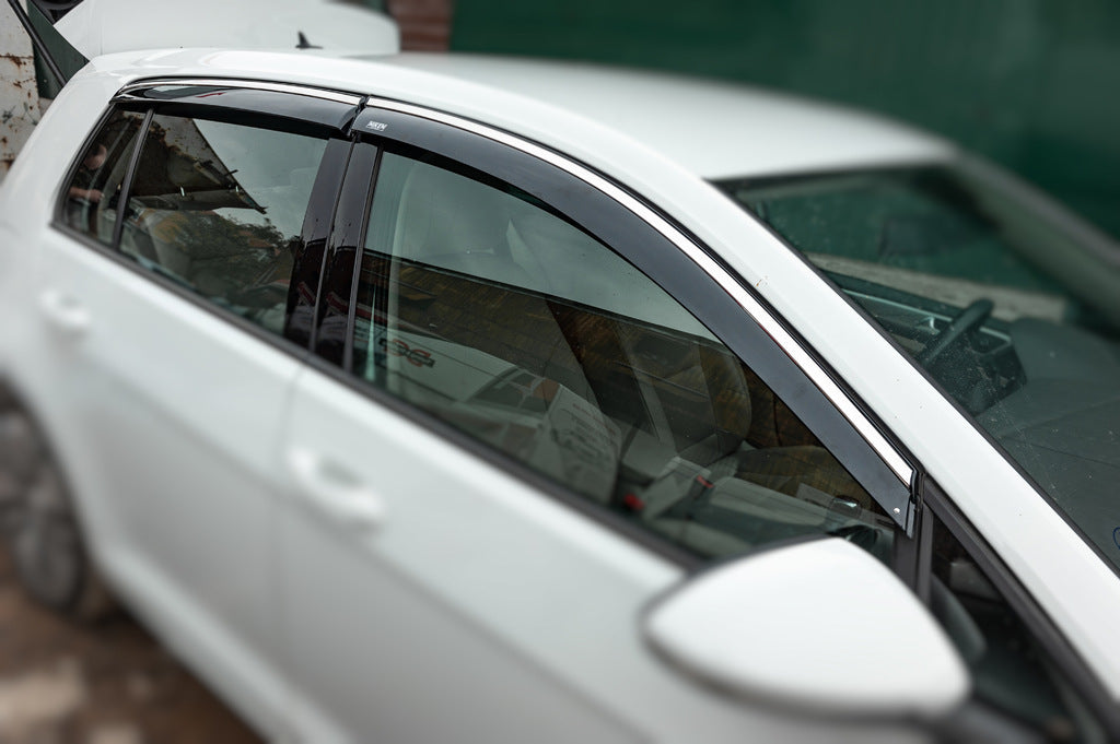 Window Deflectors with Chrome Trim HB (4 pcs, Niken) for Volkswagen Golf 7/E-Golf 2012-2020 - image 1