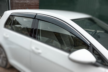 Window Deflectors with Chrome Trim HB (4 pcs, Sunplex Chrome) for Volkswagen Golf 7/E-Golf 2012-2020 - image 2