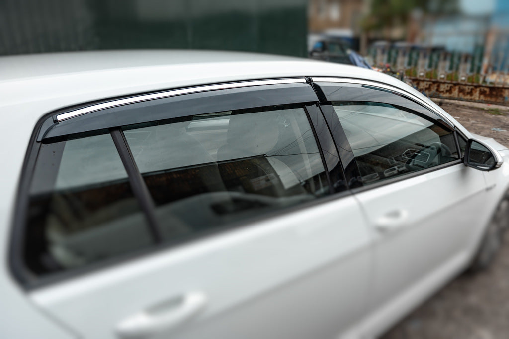 Window Deflectors with Chrome Trim HB (4 pcs, Sunplex Chrome) for Volkswagen Golf 7/E-Golf 2012-2020 - image 1