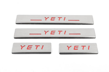Door sills Carmos V2-RED (4 pieces, stainless.) for Skoda Yeti 2009-2017 - Reelken Auto
