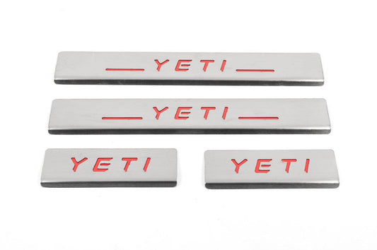 Door sills Carmos V2-RED (4 pieces, stainless.) for Skoda Yeti 2009-2017 - Reelken Auto
