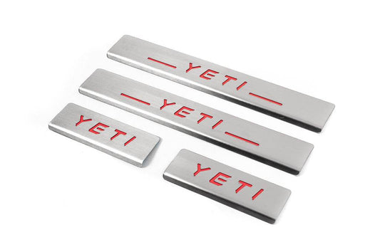 Door sills Carmos V2-RED (4 pieces, stainless.) for Skoda Yeti 2009-2017 - Reelken Auto