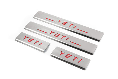 Stainless Steel Door Sill Protectors Carmos V2-RED (4 pcs) for Skoda Yeti 2009-2017 - image 2