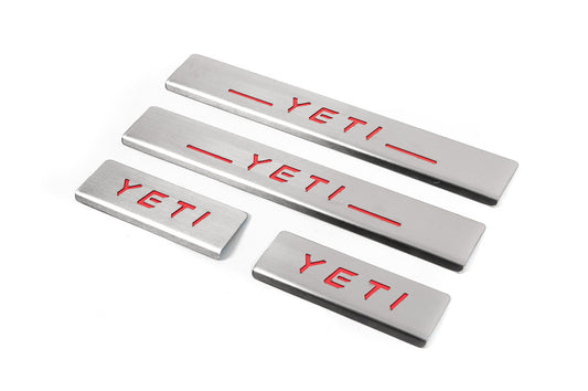 Stainless Steel Door Sill Protectors Carmos V2-RED (4 pcs) for Skoda Yeti 2009-2017 - image 2