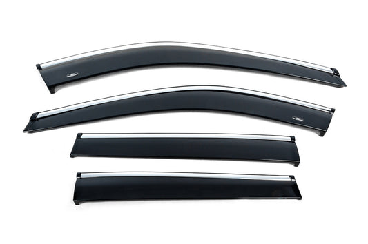 Window deflectors with chrome trim (4 pcs, HIC) for Nissan X-trail T33/Rogue 2022- - image 1