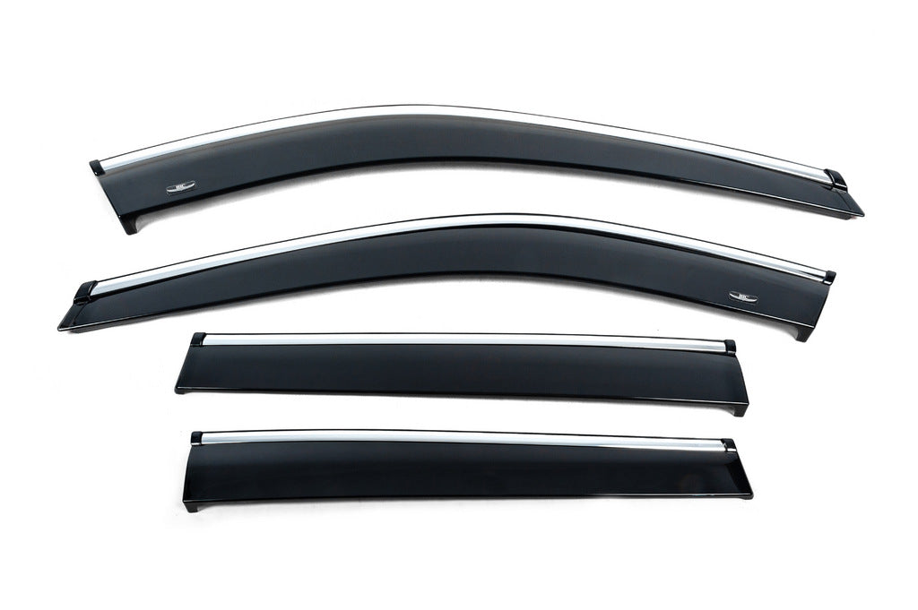 Window deflectors with chrome trim (4 pcs, HIC) for Nissan X-trail T33/Rogue 2022- - image 1