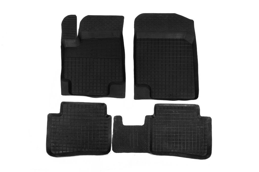 Rubber mats with a border (4 pcs., Polytep) for Hyundai Accent 2011-2017 - Reelken Auto