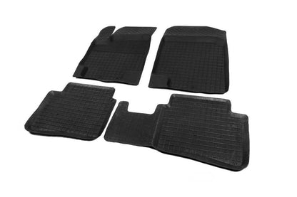 Rubber mats with a border (4 pcs., Polytep) for Hyundai Accent 2011-2017 - Reelken Auto