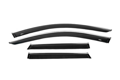 Window deflectors with chrome trim (4 pcs, HIC) for Volkswagen Touareg 2018- - image 1