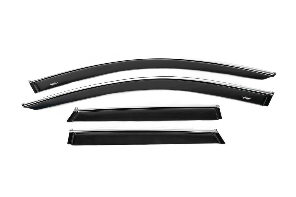 Window deflectors with chrome trim (4 pcs, HIC) for Volkswagen Touareg 2018- - image 1