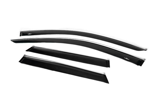 Window deflectors with chrome trim (4 pcs, HIC) for Volkswagen Touareg 2018- - image 2