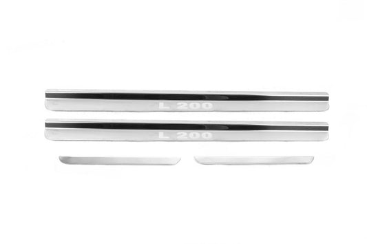 Carmos Door Sill Protectors (4 pcs, Stainless Steel) for Mitsubishi L200 2006-2015 - image 1